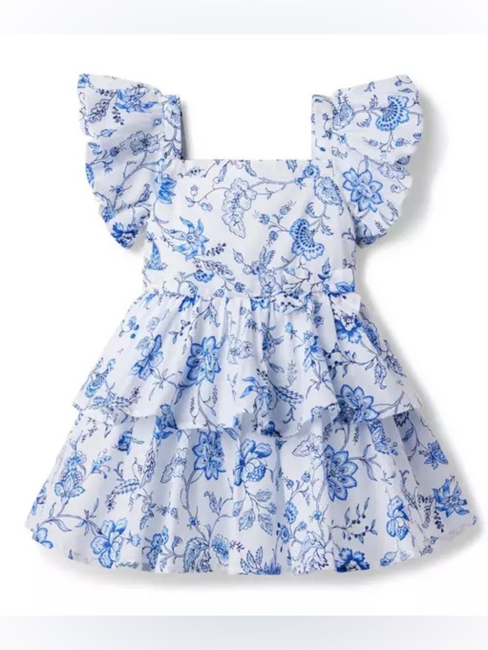Janie and Jack Floral Tiered Bubble Sleeve Dress